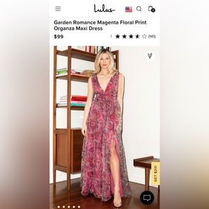 Lulus Garden Romance Magenta Floral Print Organza Maxi Dress